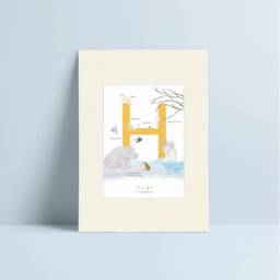 Personalized Letter Poster, Baby Initial, Birth Gift, Child Birthday, Room Decoration, French Or English, H - thumbnail 3