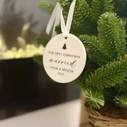 Personalised First Christmas Married Bauble Newlywed Ornament - thumbnail 4