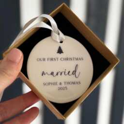 Personalised First Christmas Married Bauble Newlywed Ornament - thumbnail 3