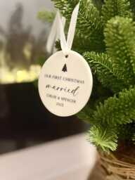 Personalised First Christmas Married Bauble Newlywed Ornament