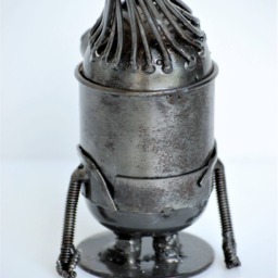 Mini Robot Metal Sculpture, Funny Figurine, 6Th Anniversary Gift, Desk Paperweight - thumbnail 4