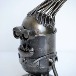 Mini Robot Metal Sculpture, Funny Figurine, 6Th Anniversary Gift, Desk Paperweight - thumbnail 3