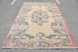 Turkish Rug, Vintage Oushak 5.8x8.9 Ft Large Beige Bedroom Rugs For Dining Room, Handwoven Living Room Rug - thumbnail 1