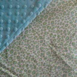 Leopard Print Baby Blanket - Blue Minky Dot, Toddler Blankie - thumbnail 3