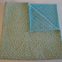 Leopard Print Baby Blanket - Blue Minky Dot, Toddler Blankie - thumbnail 4