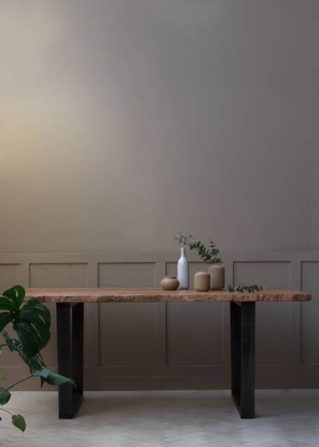 Konk ??? Waney-B??rd Table [Metal Legs] Bespoke Sizes Available Live Edge Oak & Steel Kitchen Dining Table, Solid Wood Meeting Desk - image 1