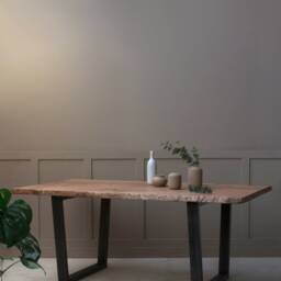 Konk ??? Waney-B??rd Table [Metal Legs] Bespoke Sizes Available Live Edge Oak & Steel Kitchen Dining Table, Solid Wood Meeting Desk - thumbnail 2