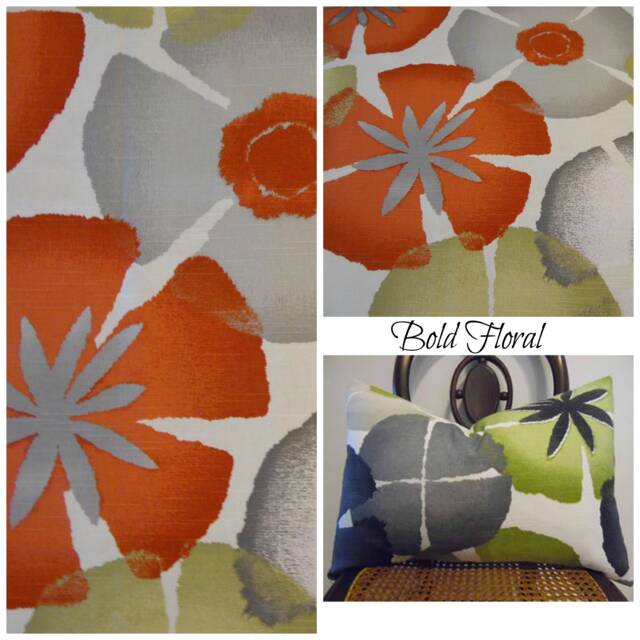 Bold Floral.pillow Cover.slipcovers.toss Pillow.throw Pillow.accent Pillows.reds.grays.khaki/Beige.white.home Decor Pillow - image 1