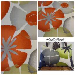 Bold Floral.pillow Cover.slipcovers.toss Pillow.throw Pillow.accent Pillows.reds.grays.khaki/Beige.white.home Decor Pillow - thumbnail 1