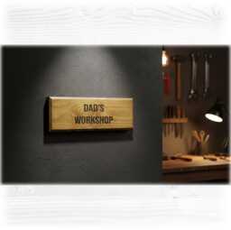 Rustic Workshop Sign For Dad - Floating Wooden Plaque, Father's Day Gift, Man Cave Wall Decor, Solid Wood Oak Stain Stock Item - thumbnail 1