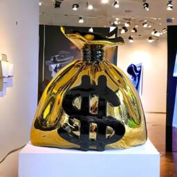 Chrome Gold Money Bag Sculpture Alec Monopoly Inspired Pop Art