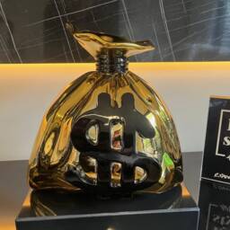Chrome Gold Money Bag Sculpture Alec Monopoly Inspired Pop Art - thumbnail 3