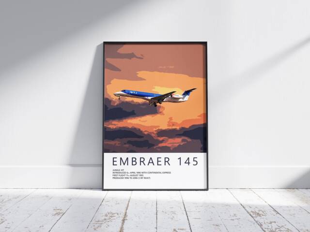 Bmi Embraer Erj-145 Poster, Gift For Pilot, Aviation Poster, Artwork, Gift, Airliner, Airplane, Plane - image 1