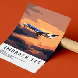 Bmi Embraer Erj-145 Poster, Gift For Pilot, Aviation Poster, Artwork, Gift, Airliner, Airplane, Plane - thumbnail 2