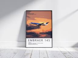 Bmi Embraer Erj-145 Poster, Gift For Pilot, Aviation Poster, Artwork, Gift, Airliner, Airplane, Plane - thumbnail 1
