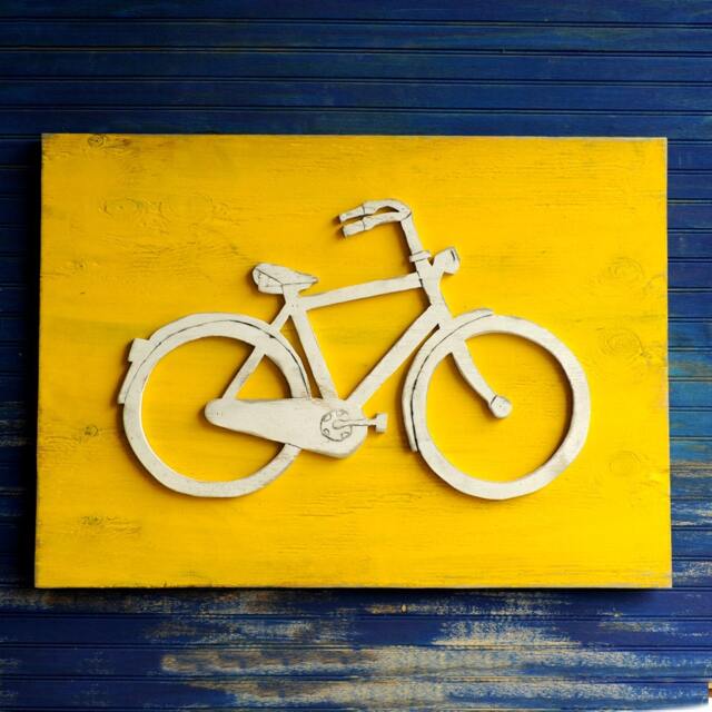 Bicycle Decor Wall Art Bike Cyclist Gift Sign Large Wooden Hipster - image 1
