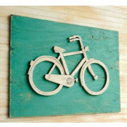 Bicycle Decor Wall Art Bike Cyclist Gift Sign Large Wooden Hipster - thumbnail 2