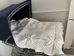 Hand Knit Baby Blanket For Pram Verity Rose Designer Cover - thumbnail 1