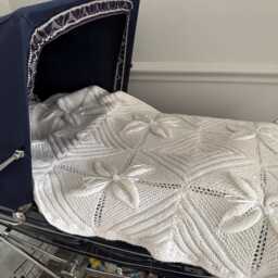 Hand Knit Baby Blanket For Pram Verity Rose Designer Cover - thumbnail 4