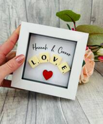 Personalised Scrabble Picture Frame, Couples Name Sign, Custom Engaement Gift - thumbnail 1