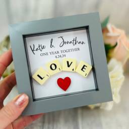 Personalised Scrabble Picture Frame, Couples Name Sign, Custom Engaement Gift - thumbnail 3