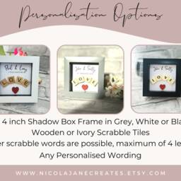 Personalised Scrabble Picture Frame, Couples Name Sign, Custom Engaement Gift - thumbnail 2