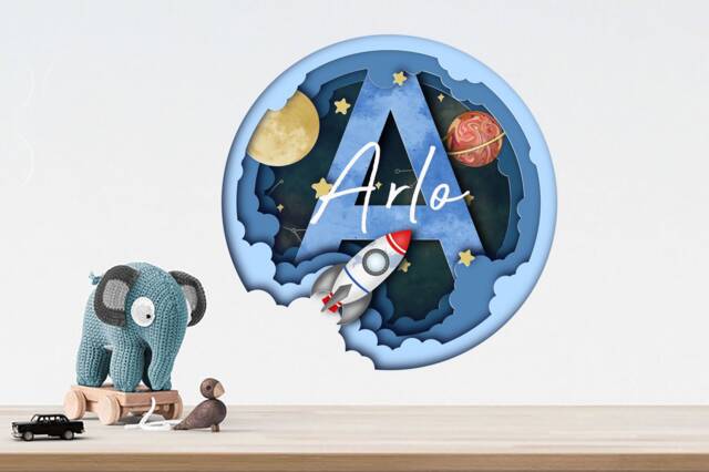 Full Space Rocket Wall Sticker, Decal, Room Decor, Nursery, Bedroom, Window Gift Decoration Sign, Removable, Night Sky, Planets - image 1