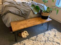 Rustic Bench - Recycled Scaffold Boards, Black Steel Hairpin Legs, Various Sizes & Colours Available