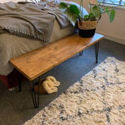 Rustic Bench - Recycled Scaffold Boards, Black Steel Hairpin Legs, Various Sizes & Colours Available - thumbnail 2