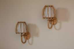 Pair Of Bent Rattan Wall Sconce, Vintage Style, Farmhouse, Coastal Lighting - thumbnail 1