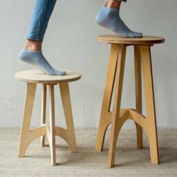 Handmade Birch Plywood Stool, Modern Plant Stand Side Table - thumbnail 2