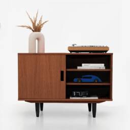 Mid-Century Sideboard, Dresser, Commode, Credenza Made Of Oak Vaneer - Teak Colour Livlo T-S17 - thumbnail 4