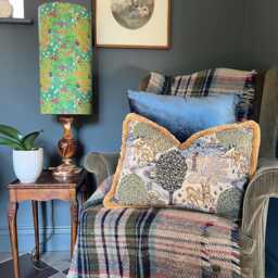 William Morris Tapestry Cushion Deer Garden Print With Mustard Fringe - thumbnail 2