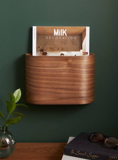 "Magazine Rack - Wall Hung Walnut Veneer 10"" Wide X 7"" Tall 3" - image 1