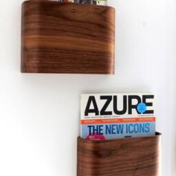 "Magazine Rack - Wall Hung Walnut Veneer 10"" Wide X 7"" Tall 3" - thumbnail 3