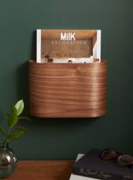 "Magazine Rack - Wall Hung Walnut Veneer 10"" Wide X 7"" Tall 3"