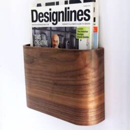"Magazine Rack - Wall Hung Walnut Veneer 10"" Wide X 7"" Tall 3" - thumbnail 2