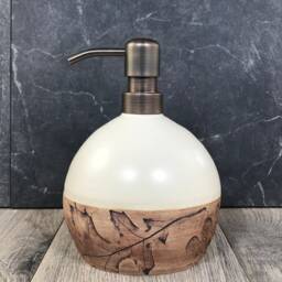 Hand Thrown Ceramic Soap Dispenser - Satin Matte Stoneware Lotion Pump - thumbnail 3