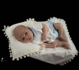 Pompom Trim Baby Wrap & Pillowcase Set in White Or Cream Fabric, Unlined, Complimentary Pillow Insert Included - Custom Blanket Case - thumbnail 1