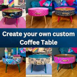 Custom Coffee Table , Completely Personalised. Pink, Yellow, Navy, Gold, Blue, Mint, Fuscia, Tan, Ideal End For Lounge Living Room - thumbnail 1