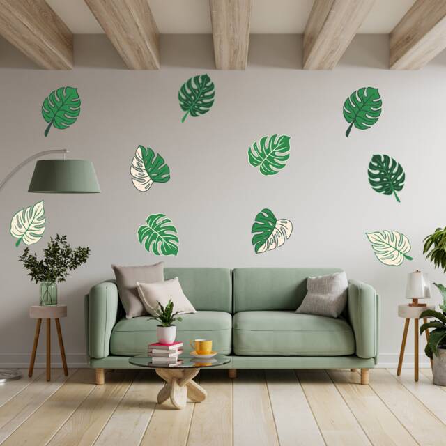5 Or 10 Large Monstera Leaves Half Moon Vinyl Wall Art, Decal, Sticker, Removable, Decoration, Decor, Botanical, Plant, Leaf - image 1