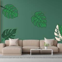 5 Or 10 Large Monstera Leaves Half Moon Vinyl Wall Art, Decal, Sticker, Removable, Decoration, Decor, Botanical, Plant, Leaf - thumbnail 2