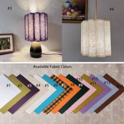 Retro Lampshade, Orange Plaid Shades For Pendant Light, Creative Lamp Shade Table Lamp, Cotton Shade, Available in 14 Colors - thumbnail 3