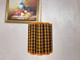 Retro Lampshade, Orange Plaid Shades For Pendant Light, Creative Lamp Shade Table Lamp, Cotton Shade, Available in 14 Colors