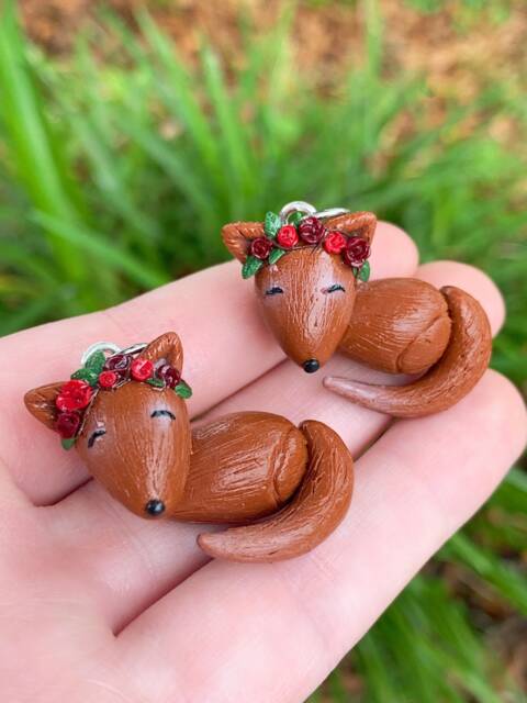 Polymer Clay Sleeping Fox Charm - image 1