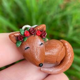 Polymer Clay Sleeping Fox Charm - thumbnail 4