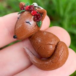 Polymer Clay Sleeping Fox Charm - thumbnail 3