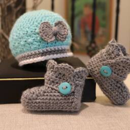 Newborn Baby Layette, Sweater, Beanie, Booties, Blanket, Afghan, Ready To Ship - thumbnail 4