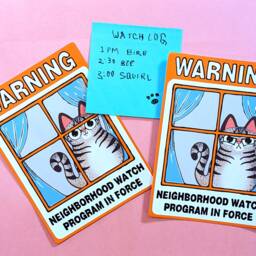 Neighborhood Watch Cat Tabby Window Cling Window Kitty Gift For Tabby Cat Lover Static Cling Mackerel - Unique Funny Person - thumbnail 3