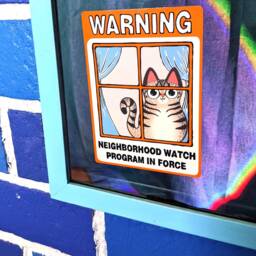 Neighborhood Watch Cat Tabby Window Cling Window Kitty Gift For Tabby Cat Lover Static Cling Mackerel - Unique Funny Person - thumbnail 2